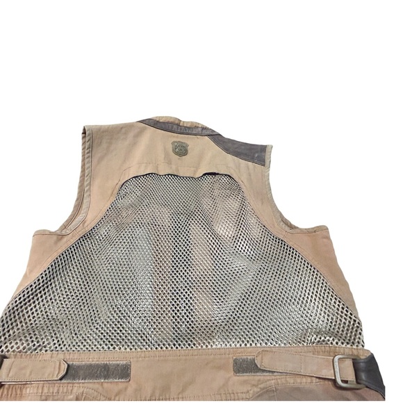 Vintage RARE Eddie Bauer Sport Shooting Vest Mesh Back Leather Trim Utility - Picture 4 of 16